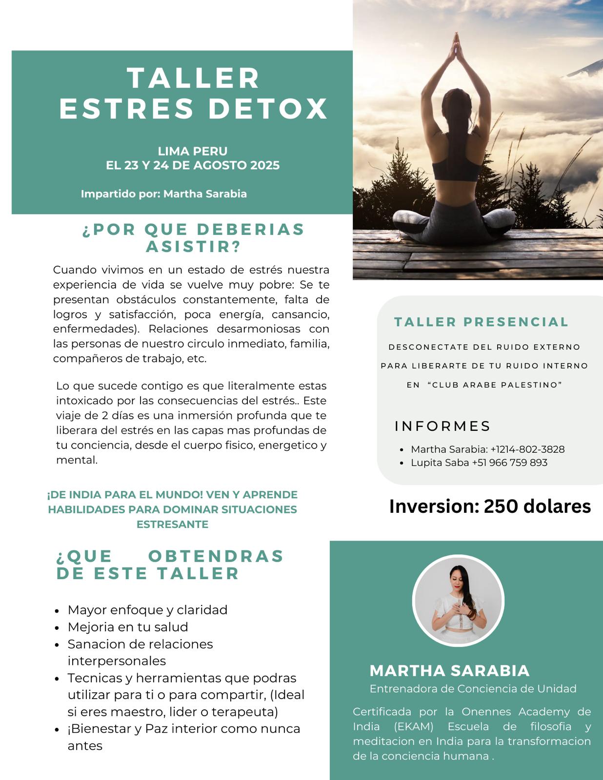TALLER ESTRES DETOX LIMA PERU - Un Solo Pago.